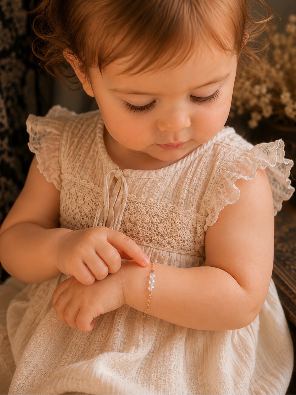 Delicate Baby moonstone bracelet- sterling silver or 18 k gold filled